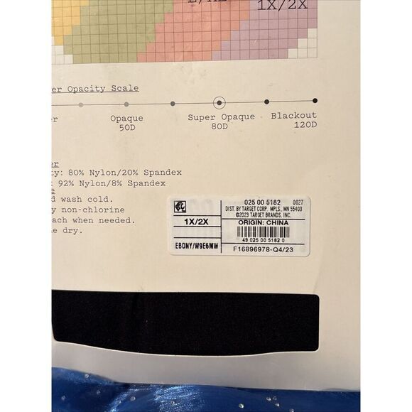 1 Pack A New Day Control‎ Top Opaque Tights BLACK 80 Denier 1X/2X - Picture 6 of 7